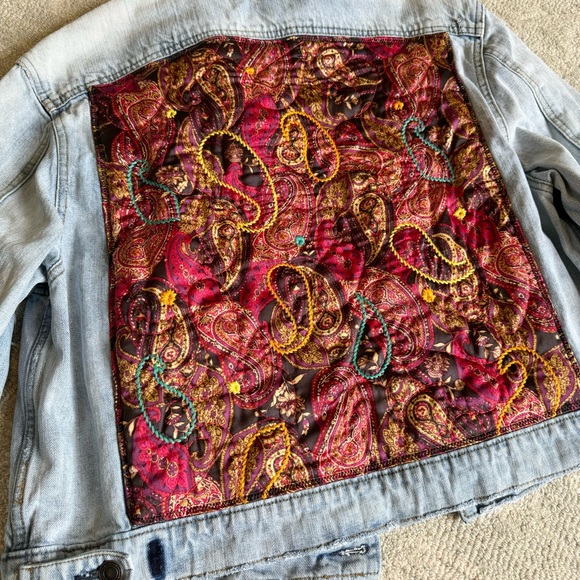 Free People Paisley Quilted Denim Jacket - Picture 4 of 9